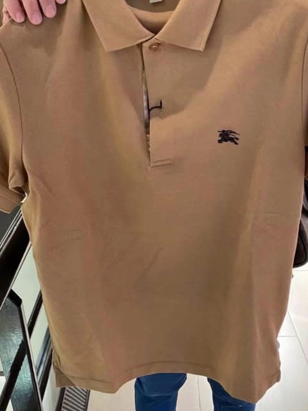 Burberry camel color with blue horse, emblem on the polo shirt 100% cotton Sal